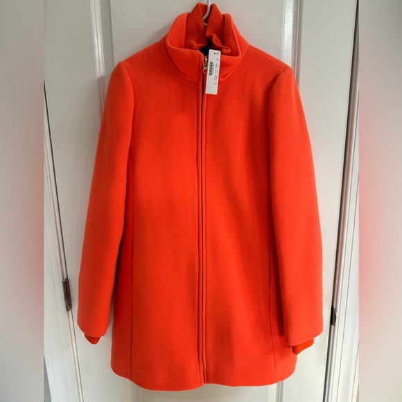 J. Crew Women's Orange Pea Coat - Picture 2 of 9